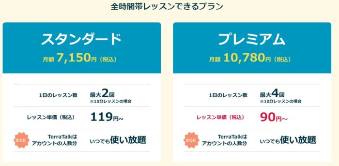 クラウティの料金表－全時間帯レッスンできるプラン