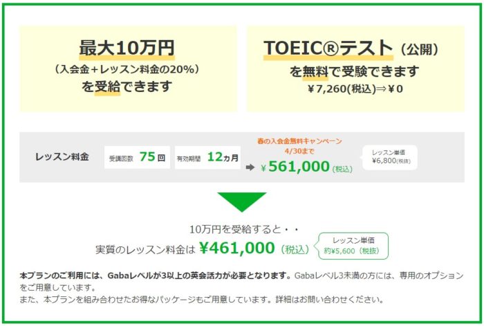 Gabaの一般教育訓練給付制度対象プラン